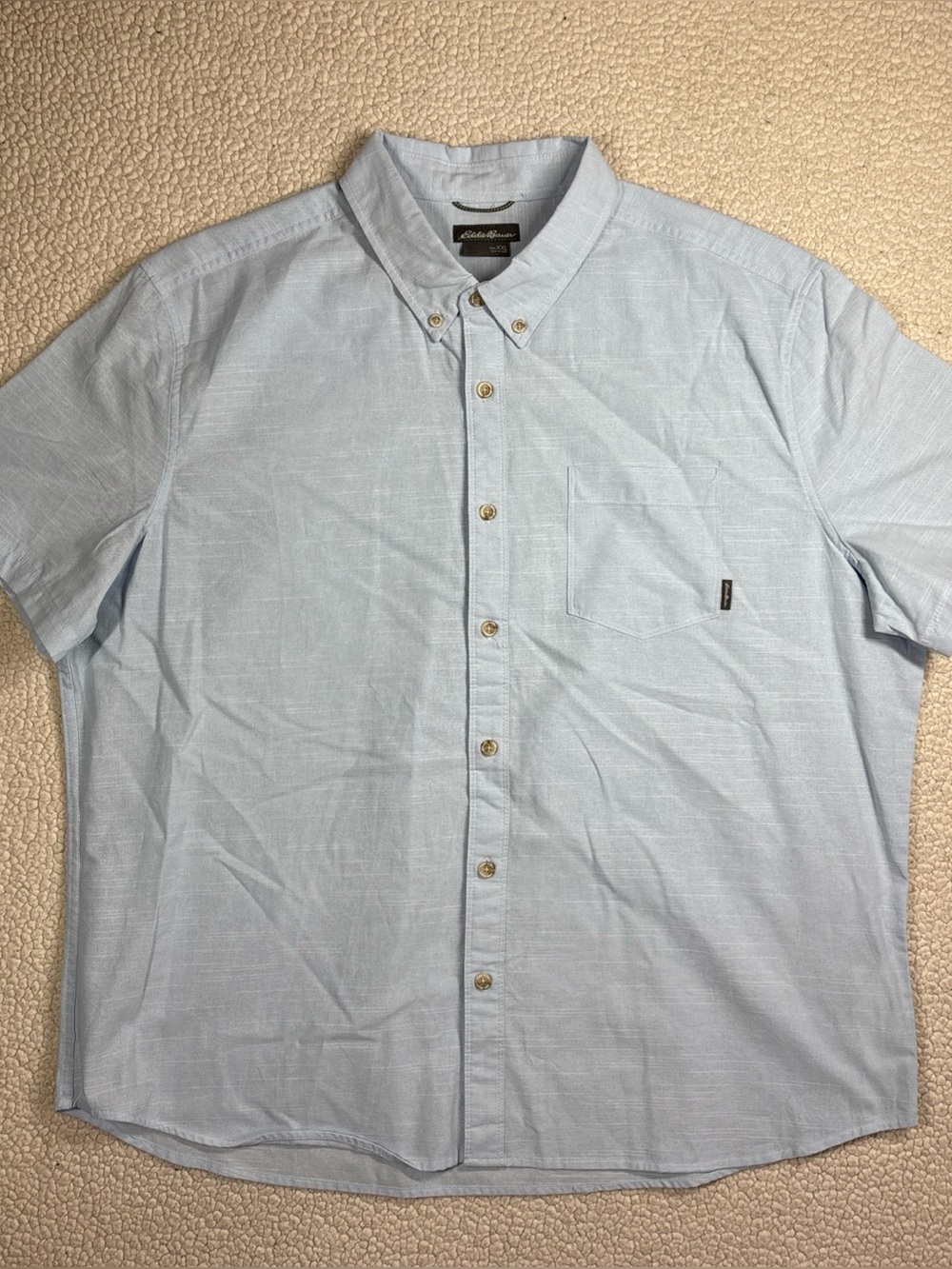 Eddie Bauer Men’s 2XL Light Blue Cotton Short Sleeve Button Down Casual Shirt